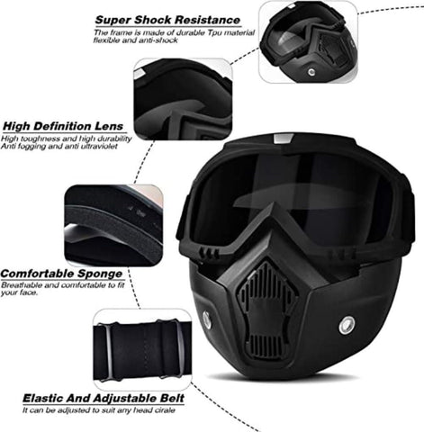 Goggle Mask - Anti-Scratch UV Protective Open Face & Eyewear